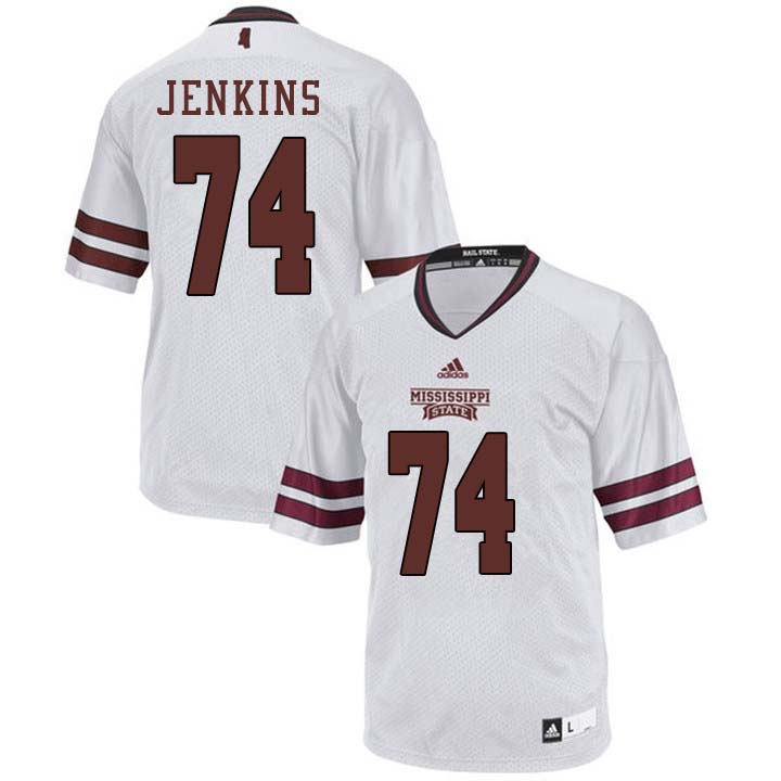 Men #74 Elgton Jenkins Mississippi State Bulldogs College Football Jerseys Sale-White - Click Image to Close